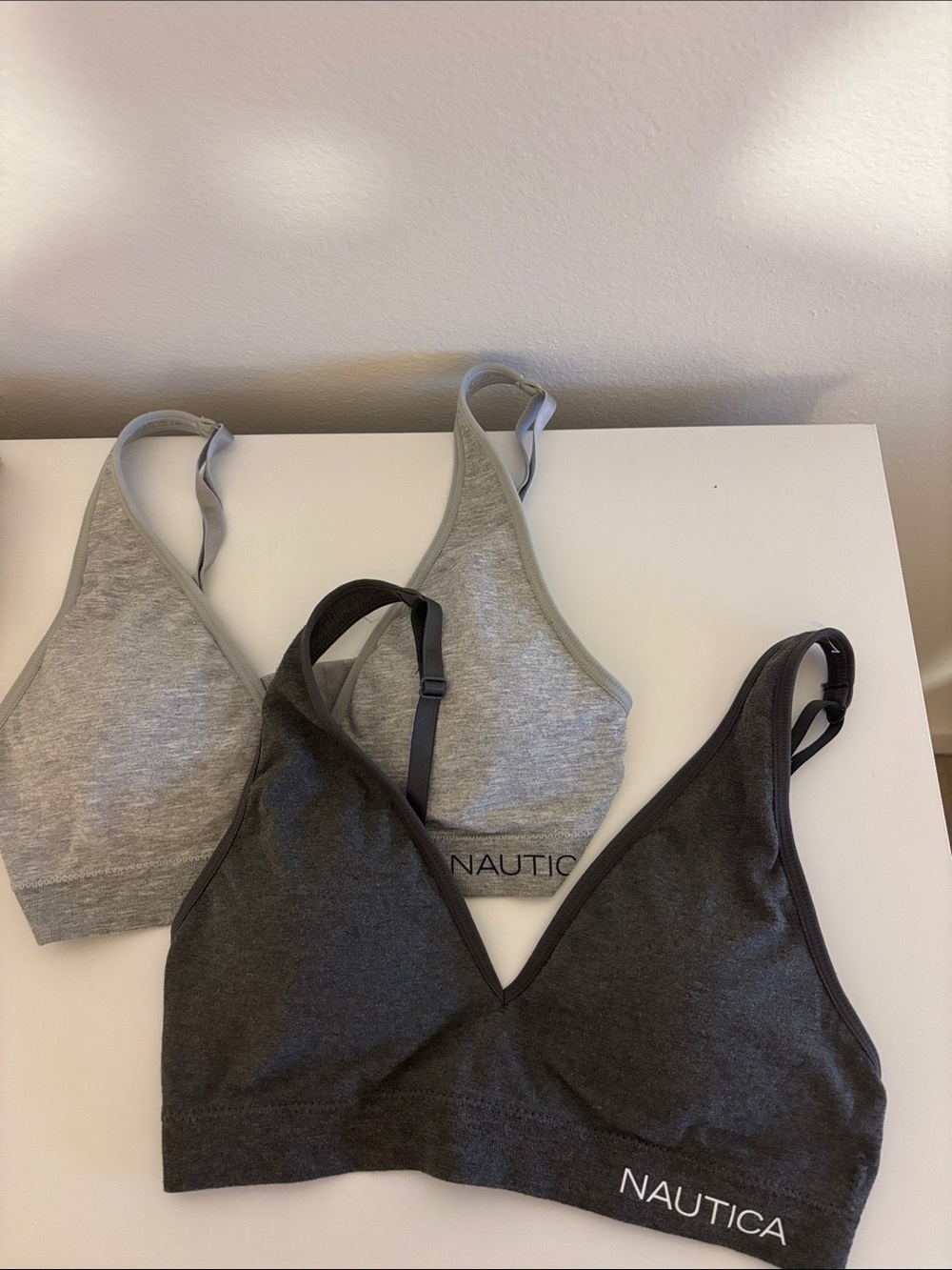 Nautica Two-Tone Gray Seamless Bralette Set - Light Gray & Charcoal